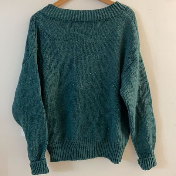 Abound Womens Green Multicolor V-Neck Flecked Pullover Sweater Size Medium - Picture 5 of 5